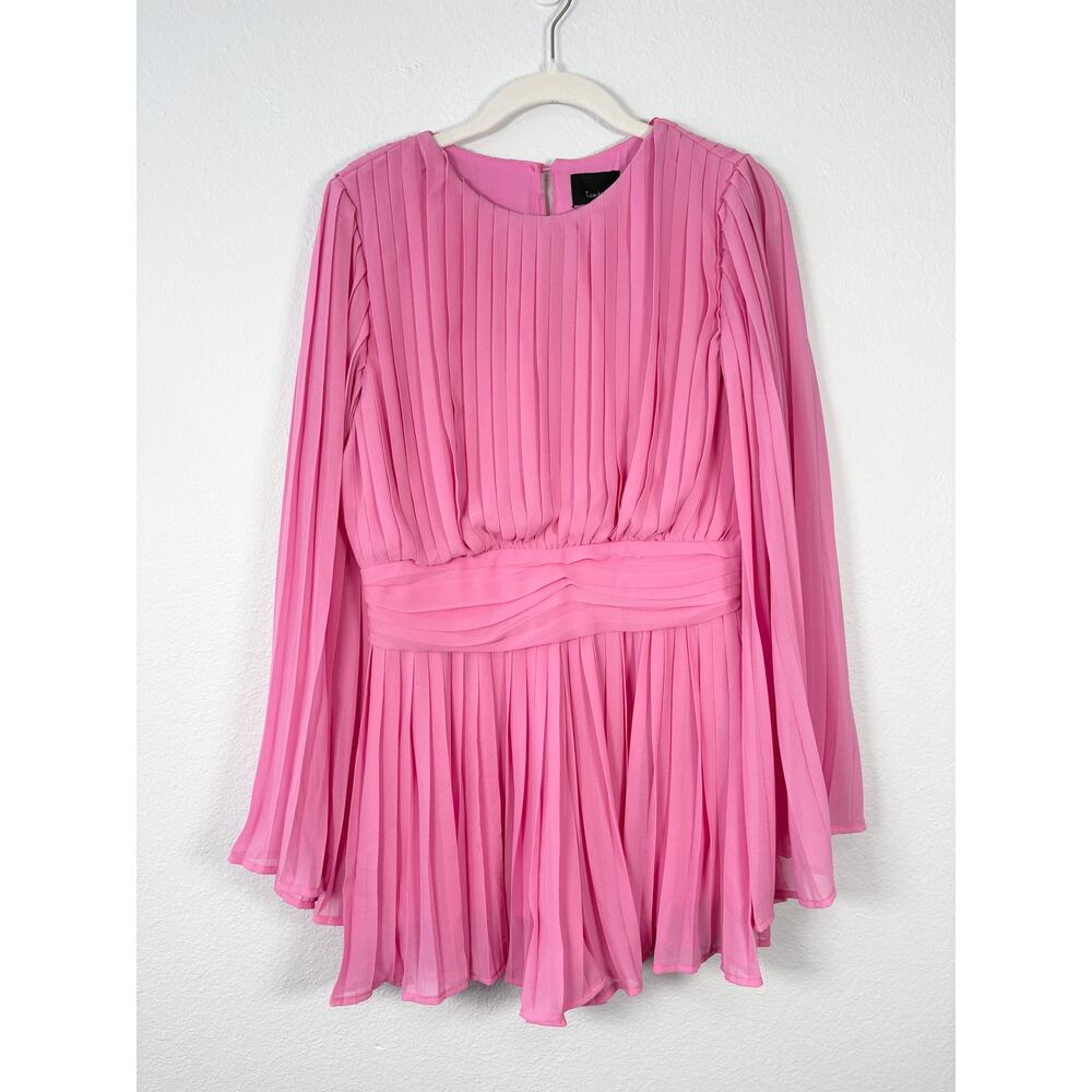 Lumiere Boutique Boho Hippie Retro Bubble Gum Pink Pleated Bell Sleeve Romper